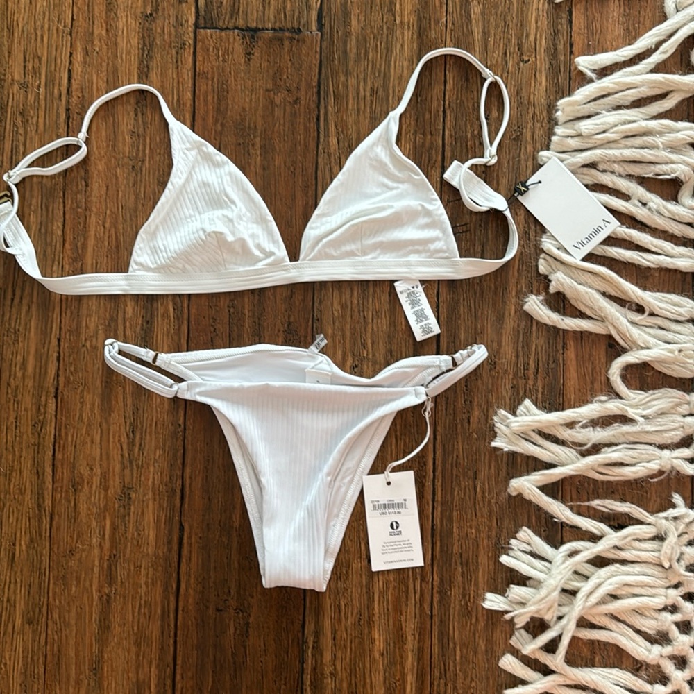 NWT Vitamin A White Bikini with adjustable straps